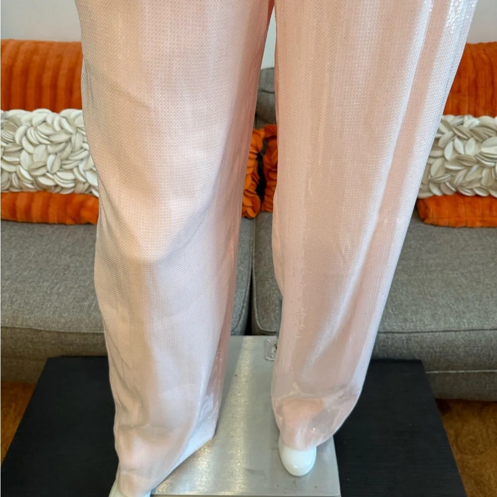 NWT On 34th Pink Dogwood Sequined High Rise Straight-Leg Pants - Picture 5 of 11